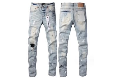 New Purple Brand Fashion Men Black Jeans Distressed Hole 01
