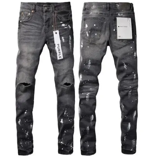 Purple Jeans Men’s Slim Fit Black Denim – Plaid Pockets, Zip & Button Closure, Sizes 28-38