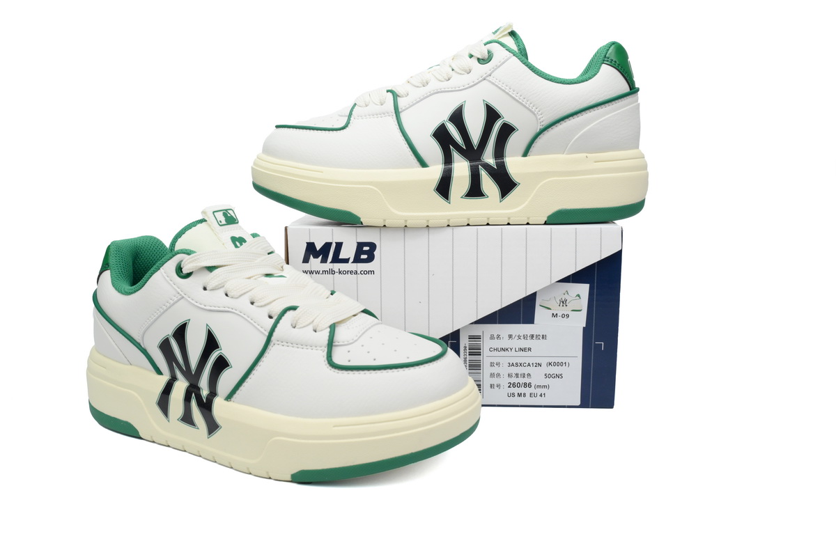 PKGoden Giày MLB Chunky Liner New York Yankees White Green 3ASXCA12N-50GNS