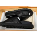 GET LOUIS VUITTON Miami Velcro flip flops Black embossingslide