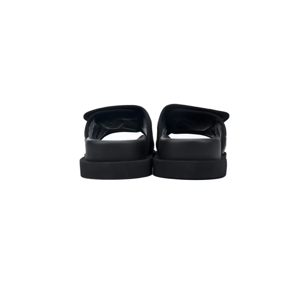 GET LOUIS VUITTON Miami Velcro flip flops Black embossingslide