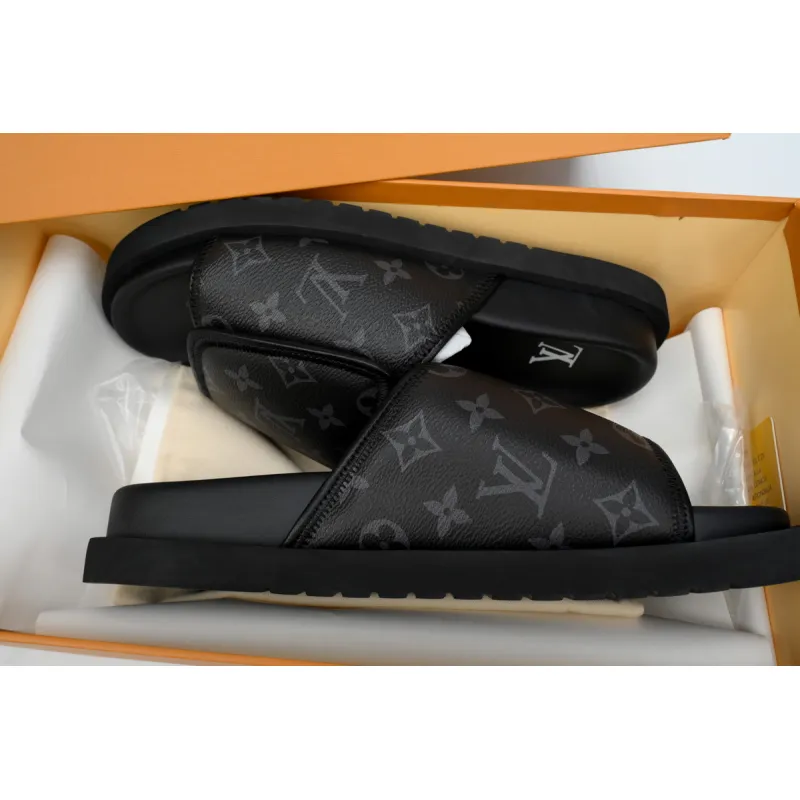 GET LOUIS VUITTON Miami Velcro flip flops Black presbyopiaslide