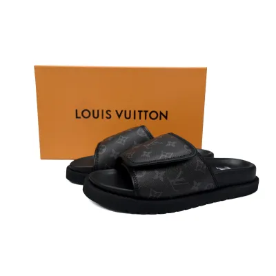 GET LOUIS VUITTON Miami Velcro flip flops Black presbyopiaslide 02