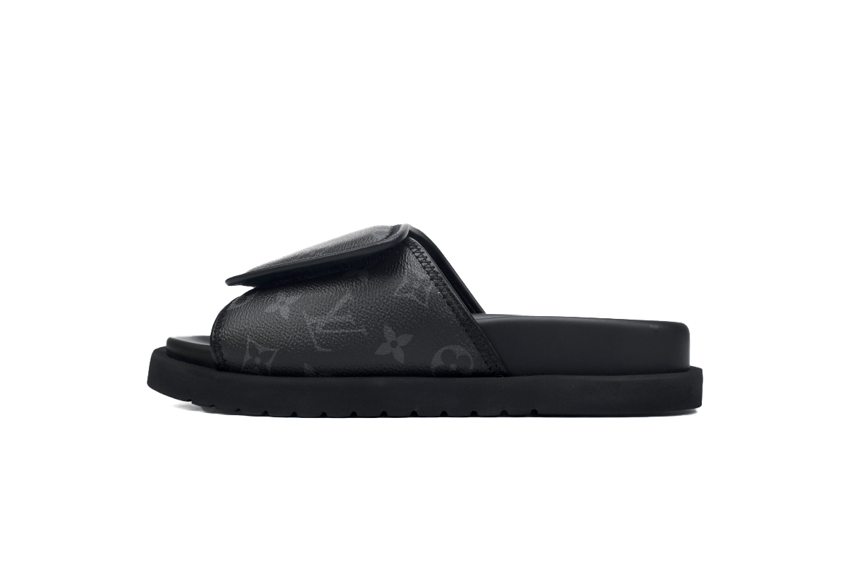 GET LOUIS VUITTON Miami Velcro flip flops Black presbyopiaslide