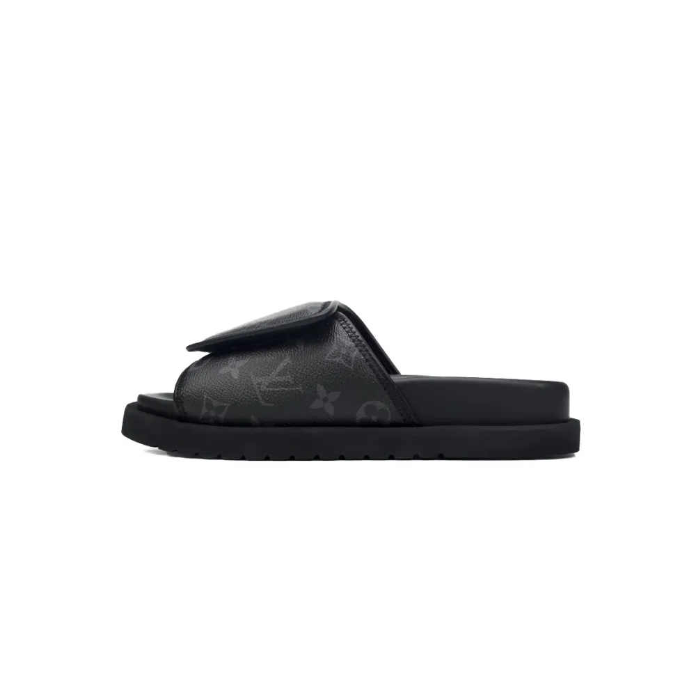 GET LOUIS VUITTON Miami Velcro flip flops Black presbyopiaslide