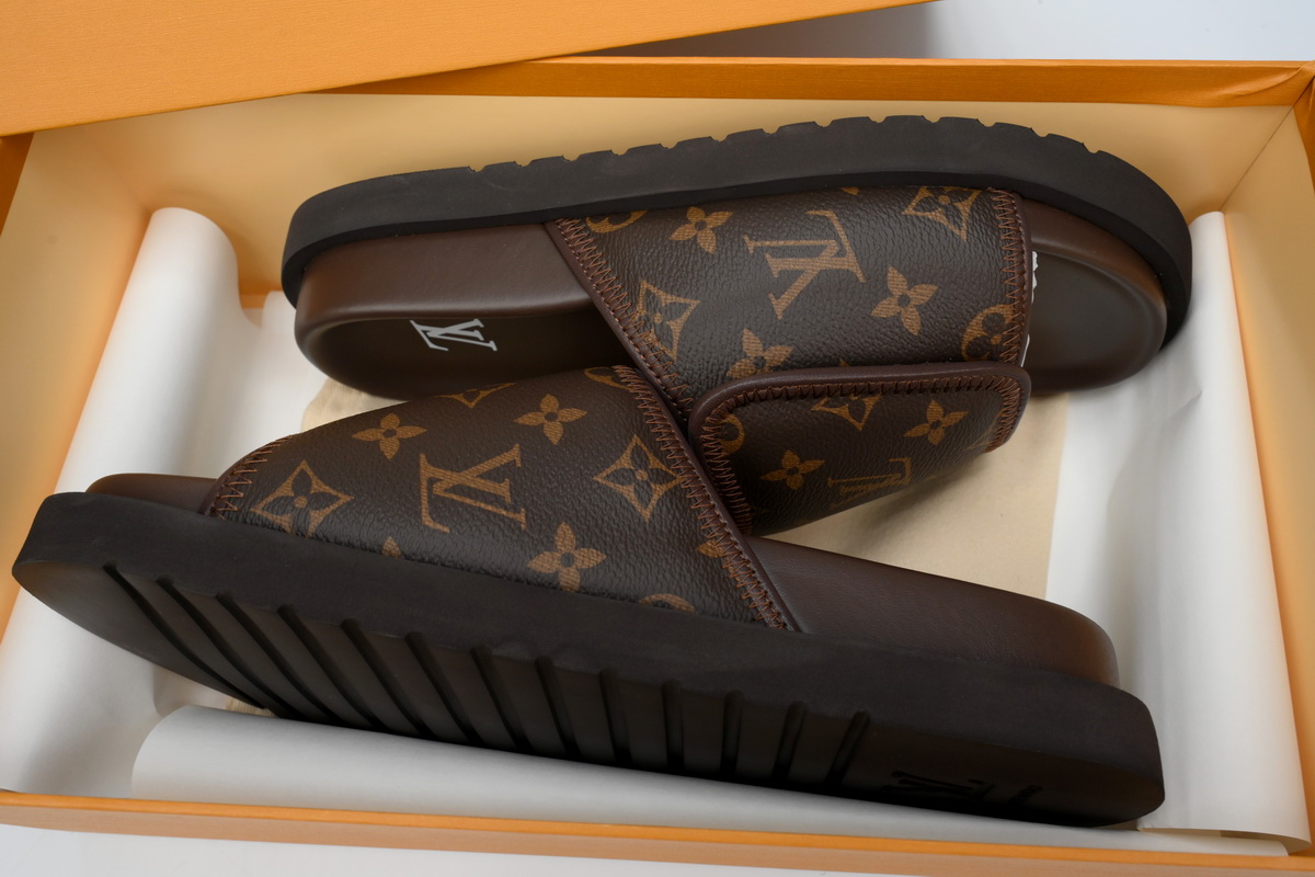 PK GET LOUIS VUITTON Miami Velcro flip flops Coffee colored presbyopiaslide