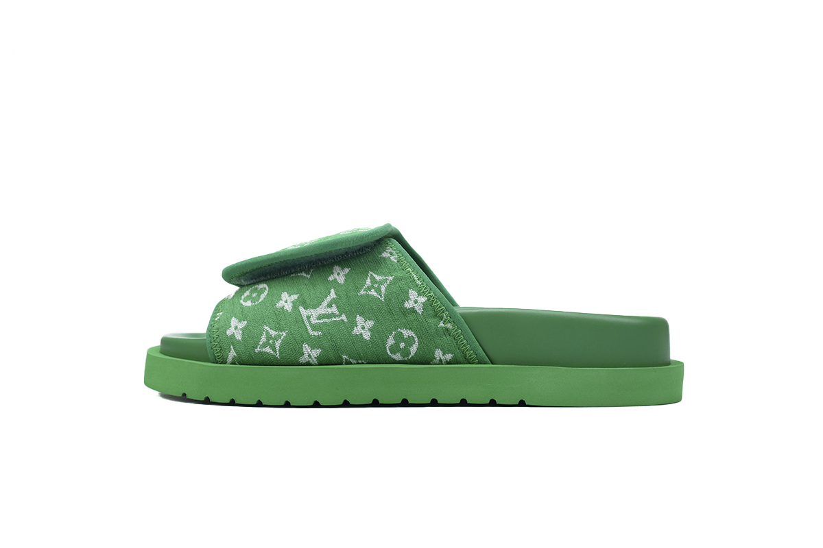 GET LOUIS VUITTON Miami Velcro flip flops Flocking greenslide