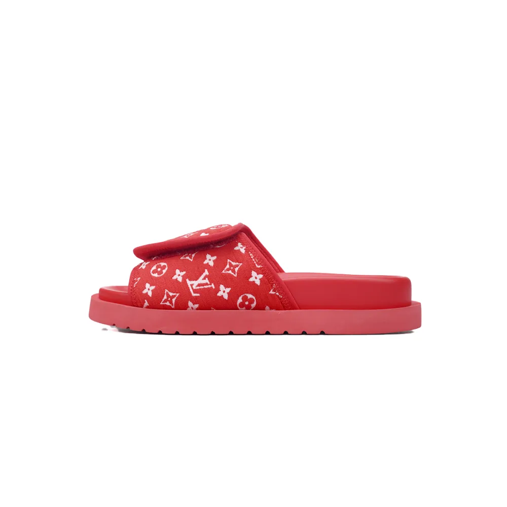 GET LOUIS VUITTON Miami Velcro flip flops Flocking redslide