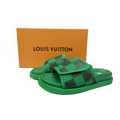 GET LOUIS VUITTON Miami Velcro flip flops Green presbyopiaslide 02