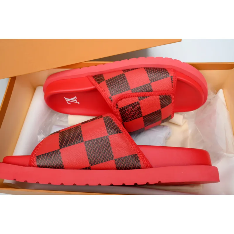 GET LOUIS VUITTON Miami Velcro flip flops Red presbyopiaslide