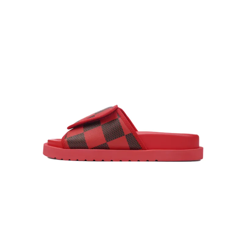 GET LOUIS VUITTON Miami Velcro flip flops Red presbyopiaslide