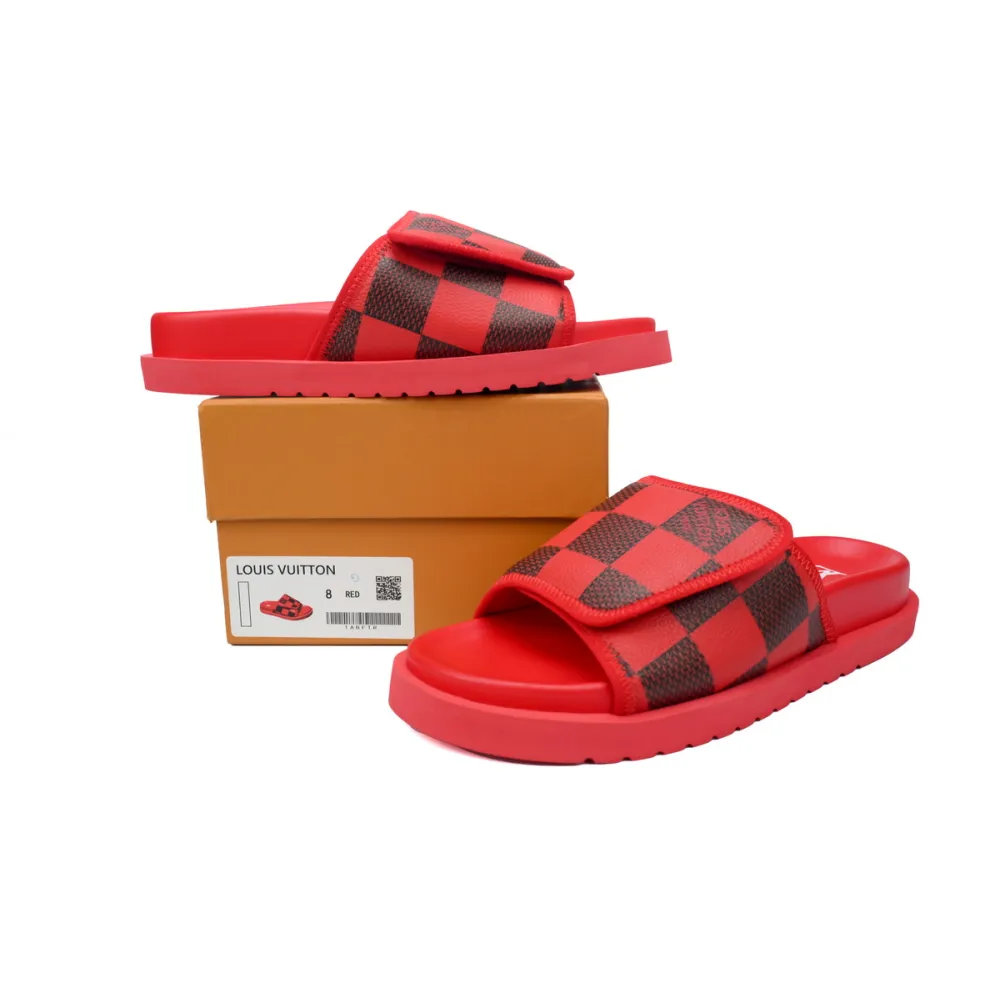 GET LOUIS VUITTON Miami Velcro flip flops Red presbyopiaslide