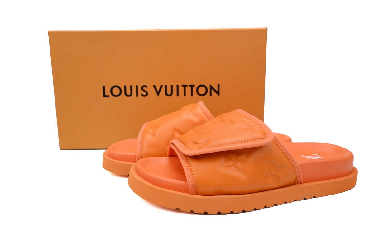 GET LOUIS VUITTON Miami Velcro flip flops Yellow embossingslide