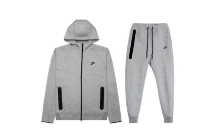 Nike Tech Fleece Hoodie And Pant Grey Set 01
