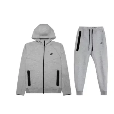 Nike Tech Fleece Hoodie And Pant Grey Set 01