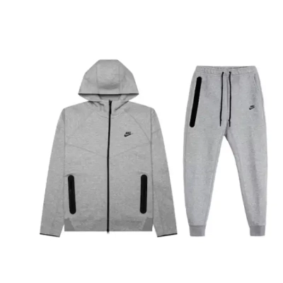 Nike Tech Fleece Hoodie And Pant Grey Set 01