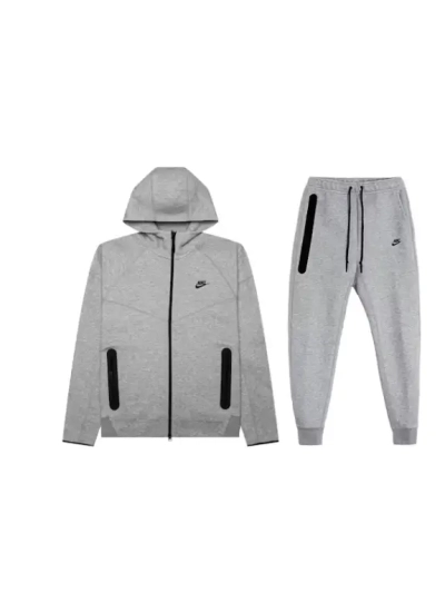Nike Tech Fleece Hoodie And Pant Grey Set 01