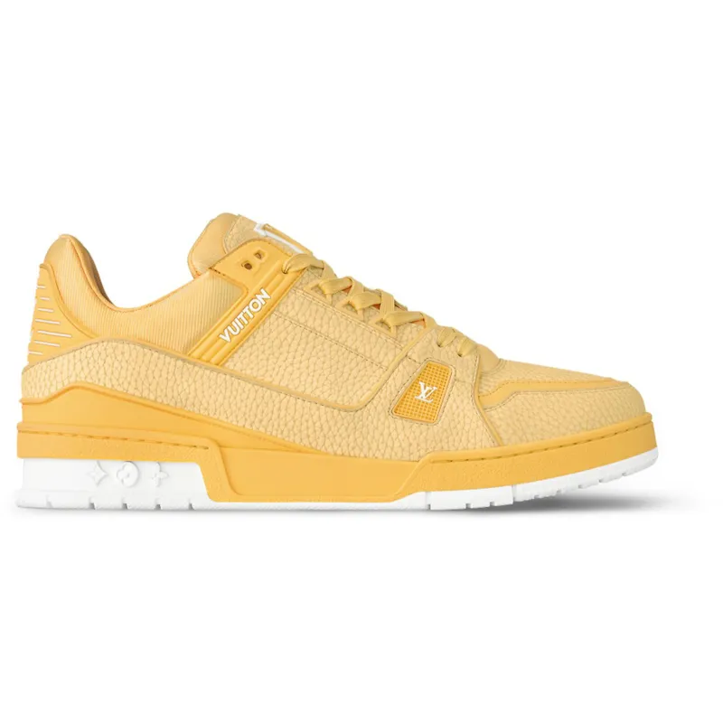 PKGoden   Louis Vuitton LV Trainer Yellow White 1ACQ7B