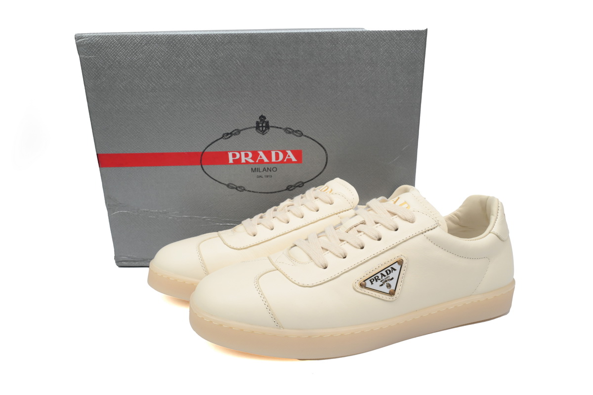 PKGoden Prada Downtown Low Sneakers Rice White