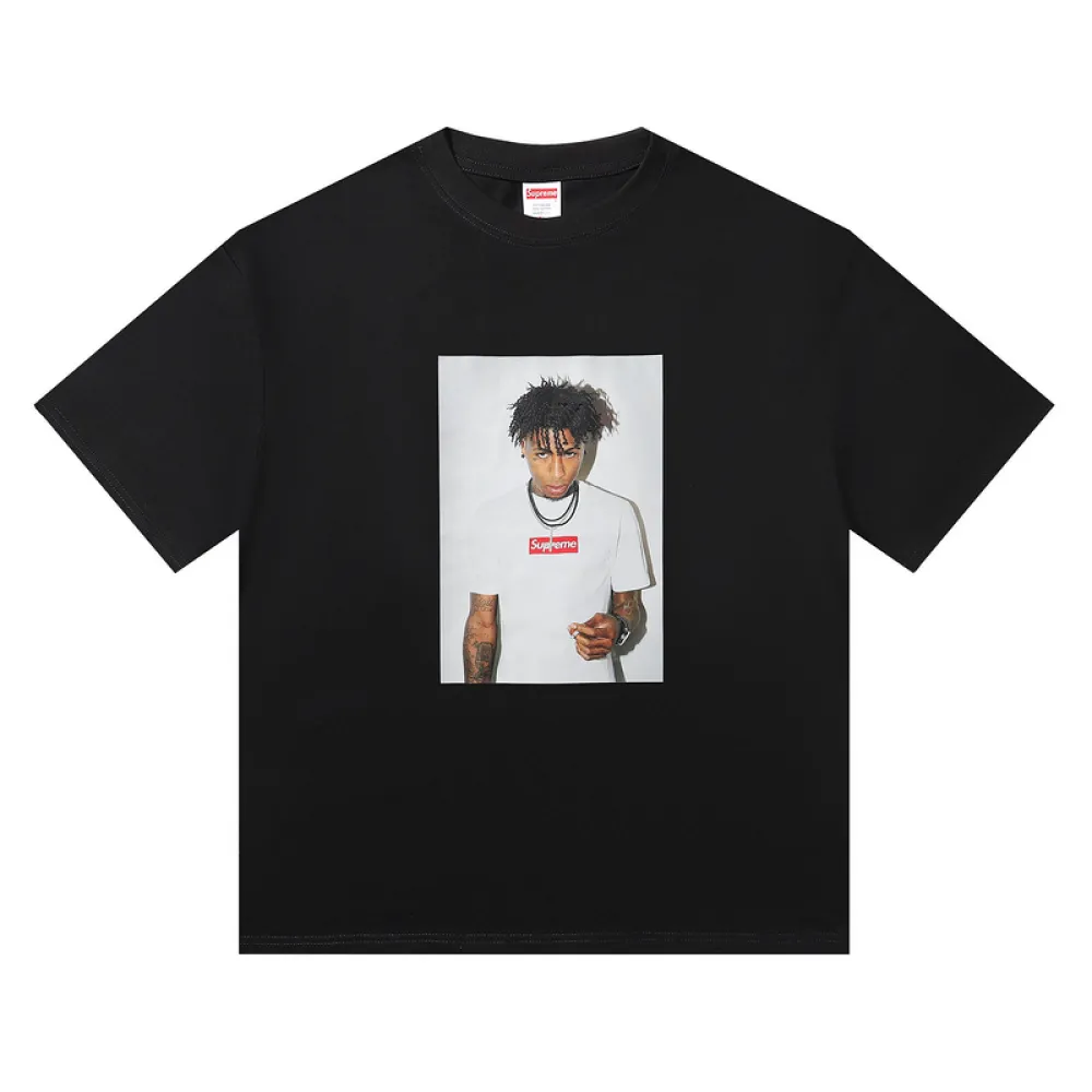 Supreme T-shirt Black White 001