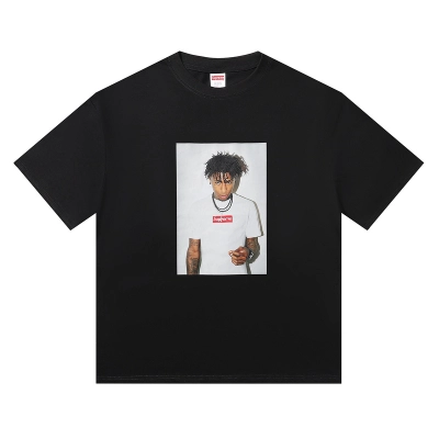 Supreme T-shirt Black White 001 02
