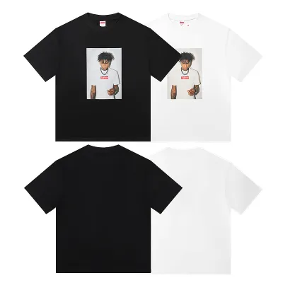Supreme T-shirt Black White 001 01