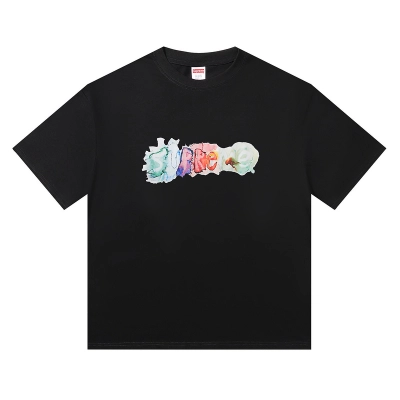 Supreme T-shirt Black White 003 02