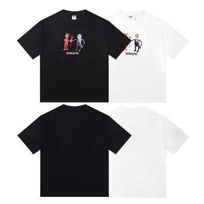 Supreme T-shirt Black White 010 01