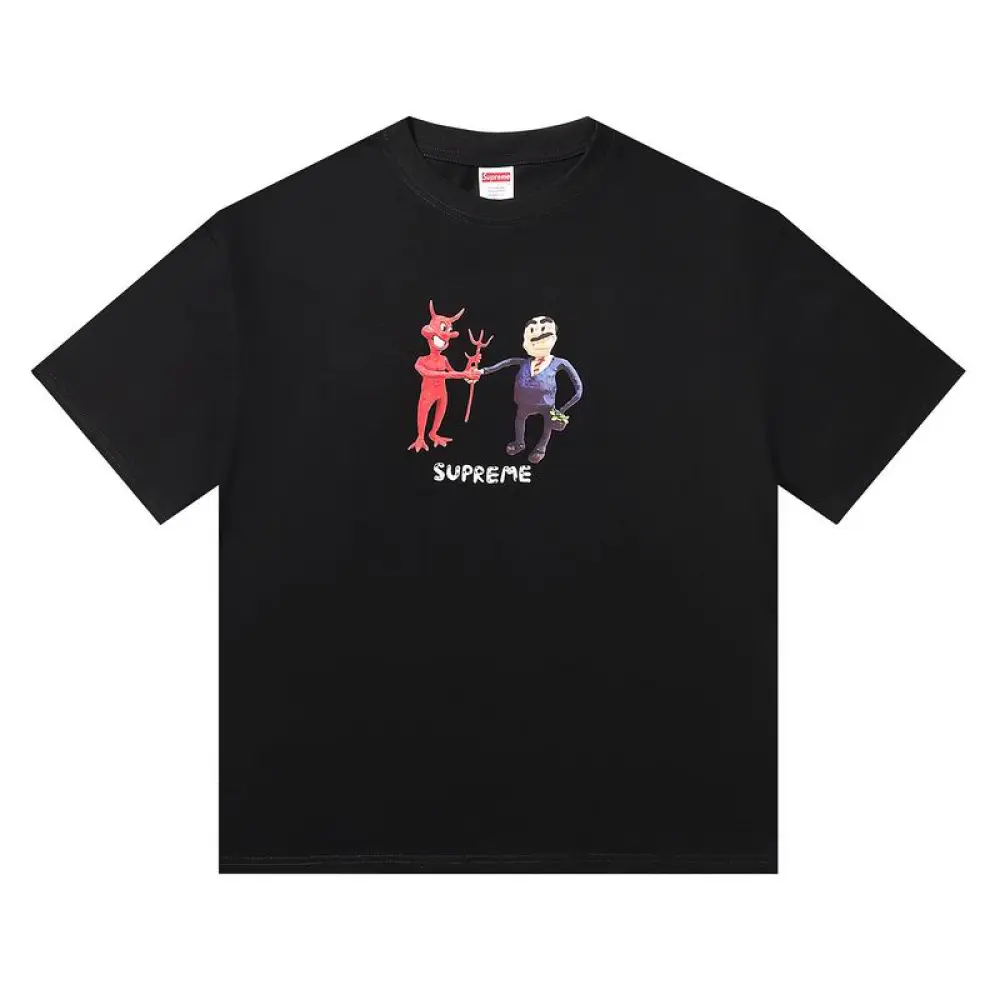 Supreme T-shirt Black White 010