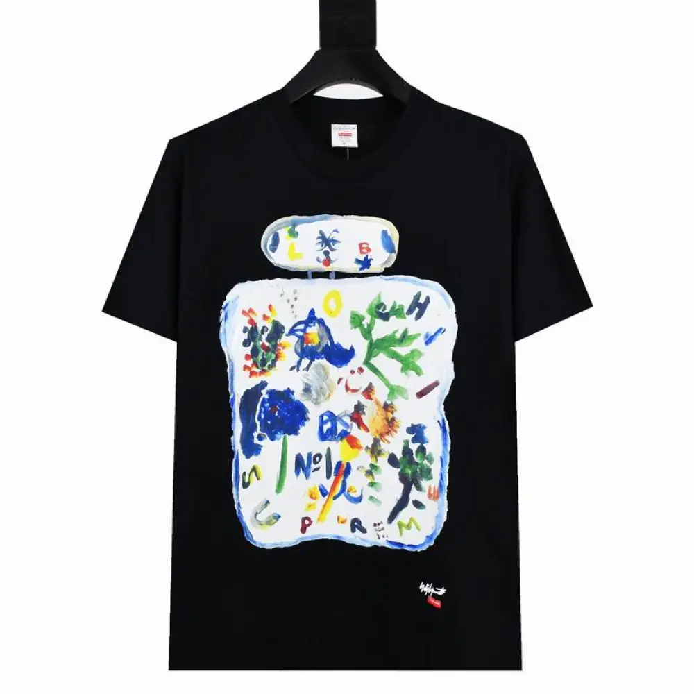 Supreme T-shirt Black White 045