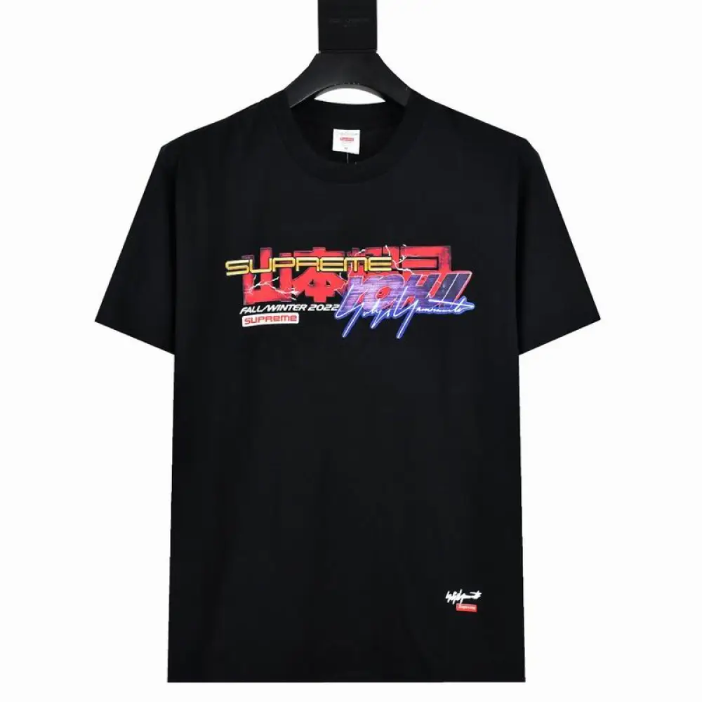 Supreme T-shirt Black White 046