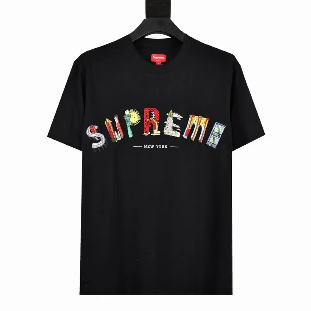 Supreme T-shirt Black White 080