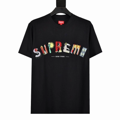 Supreme T-shirt Black White 080 01