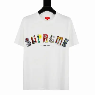 Supreme T-shirt Black White 080 02