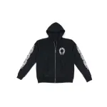 Chrome Hearts Horseshoe Floral Cross Sleeve Zip Up Hoodie Black/White