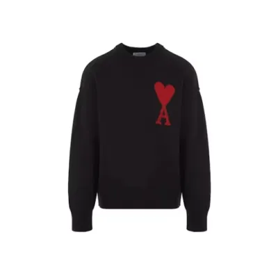 Ami Paris Ami De Coeur Sweater Black/Red 01