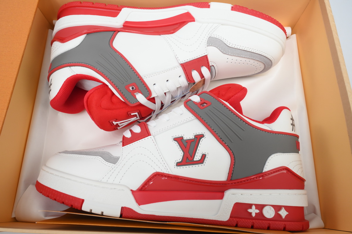 PKGoden LOUIS VUITTON Trainer White Red Gray