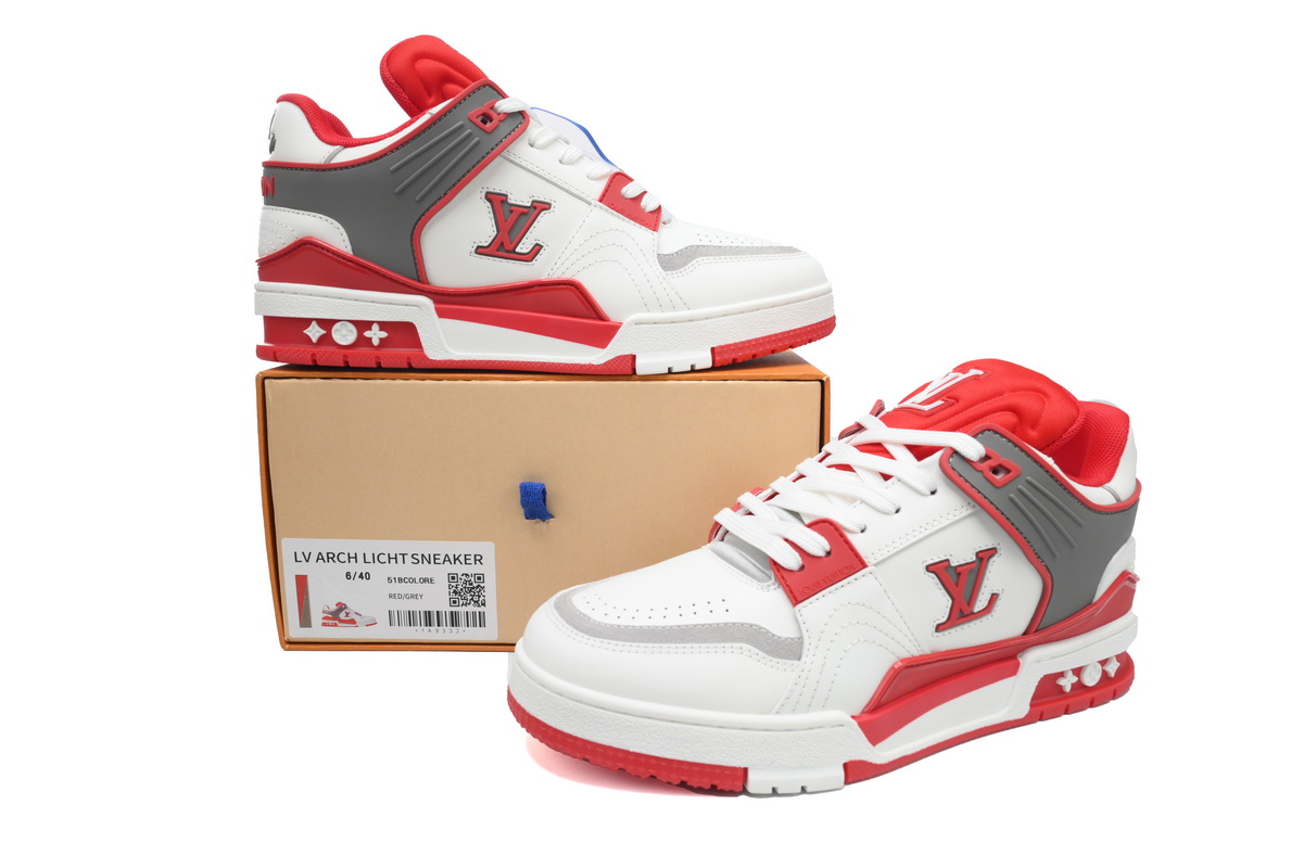 PKGoden LOUIS VUITTON Trainer White Red Gray