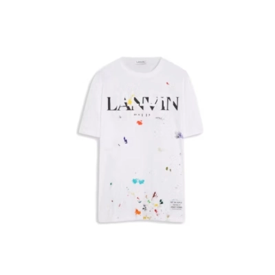 Lanvin x Gallery Dept. Logos Printed T-Shirt With Paint Marks White 01
