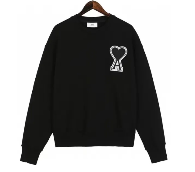 AMI Logo Appliquéd Loopback Cotton Jersey Sweatshirt Black