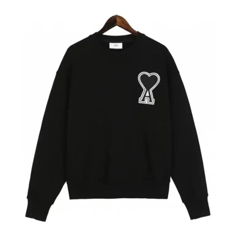 AMI Logo Appliquéd Loopback Cotton Jersey Sweatshirt Black