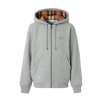 Burberry Women's Letter Graphic Cotton Blend Zip Hoodie Grey