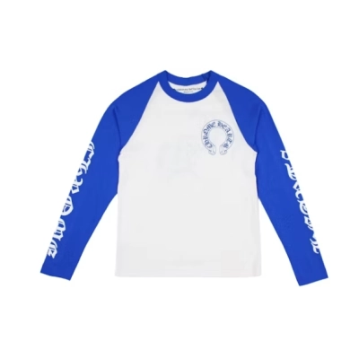 Chrome Hearts CH Baseball Shirt, White/Blue 01