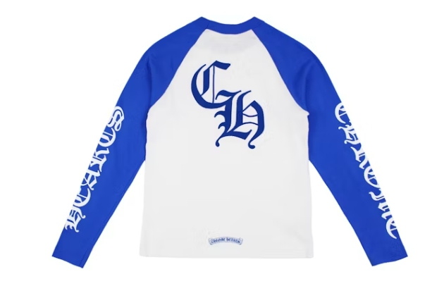Chrome Hearts CH Baseball Shirt, White/Blue