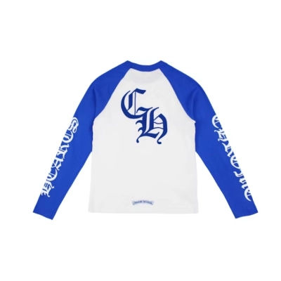 Chrome Hearts CH Baseball Shirt, White/Blue 02