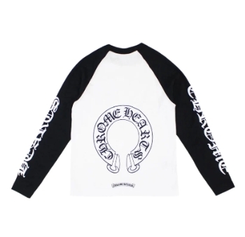 Chrome Hearts Horseshoe Baseball Shirt, White/Black