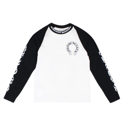 Chrome Hearts Horseshoe Baseball Shirt, White/Black 01