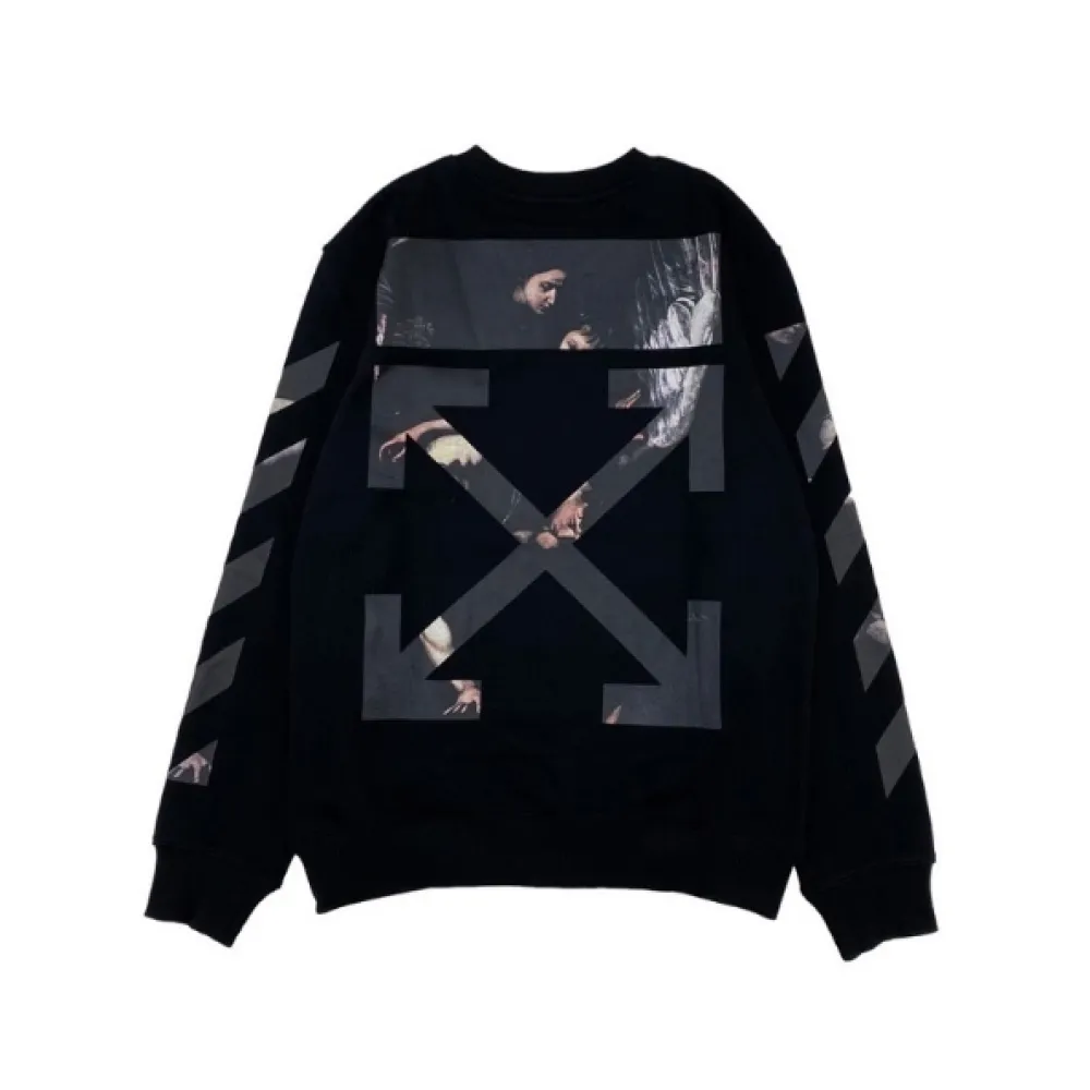 Off White Virgin Mary Print Crew