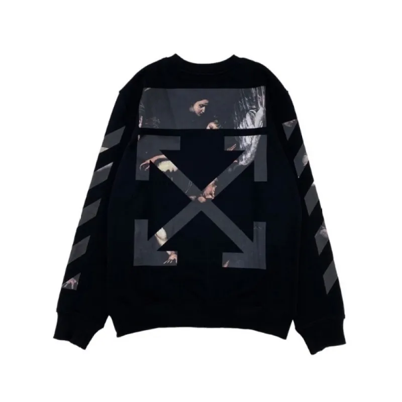 Off White Virgin Mary Print Crew
