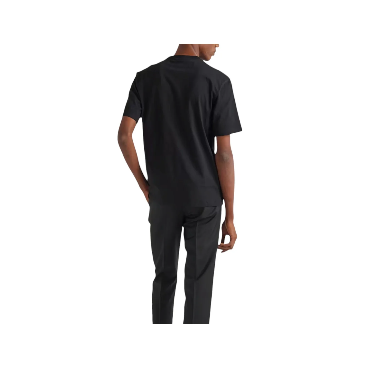 Prada Black Cotton T-Shirt with Embossed Silicone Logo